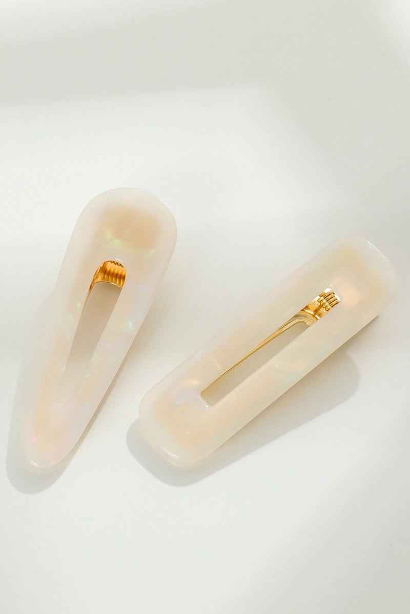 Gemma Printed Eco-Friendly Hair Clip Pearl