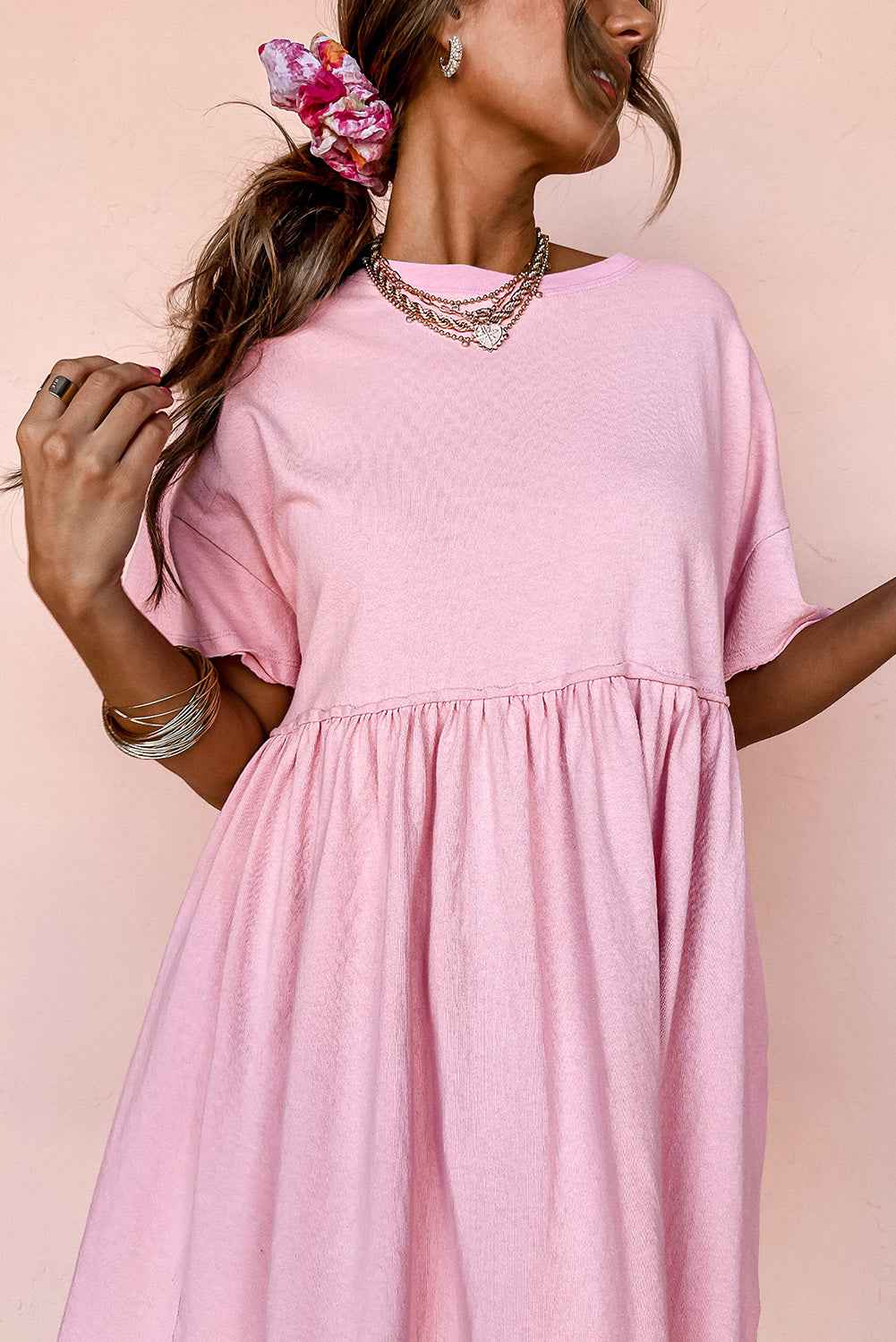 Blush Pink Voluptuous Mini Dress - Love Classic 4