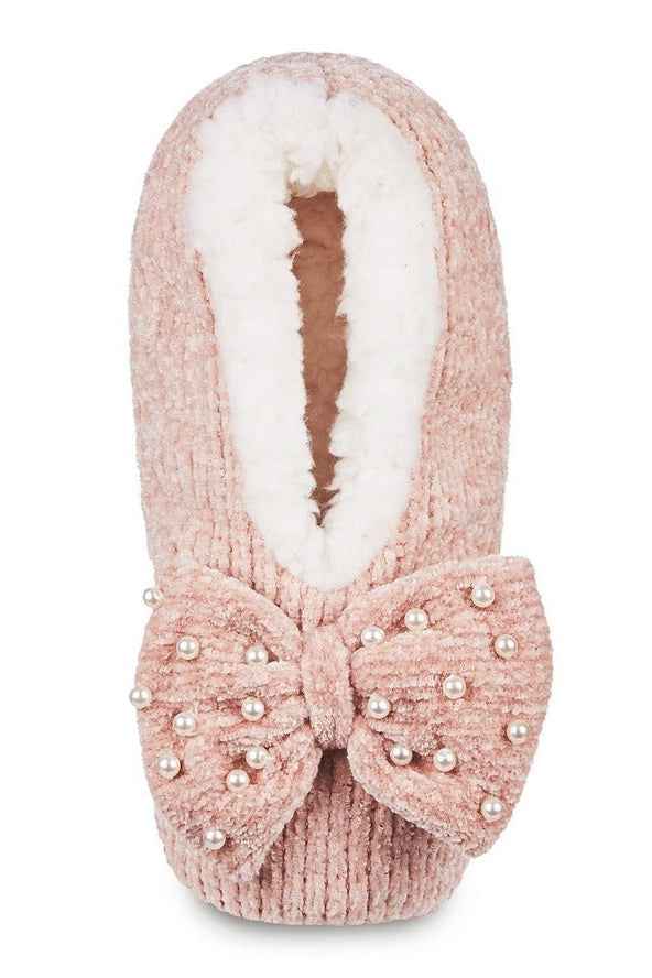 Blush Precious Pearls Chenille Sherpa-Lined Slippers