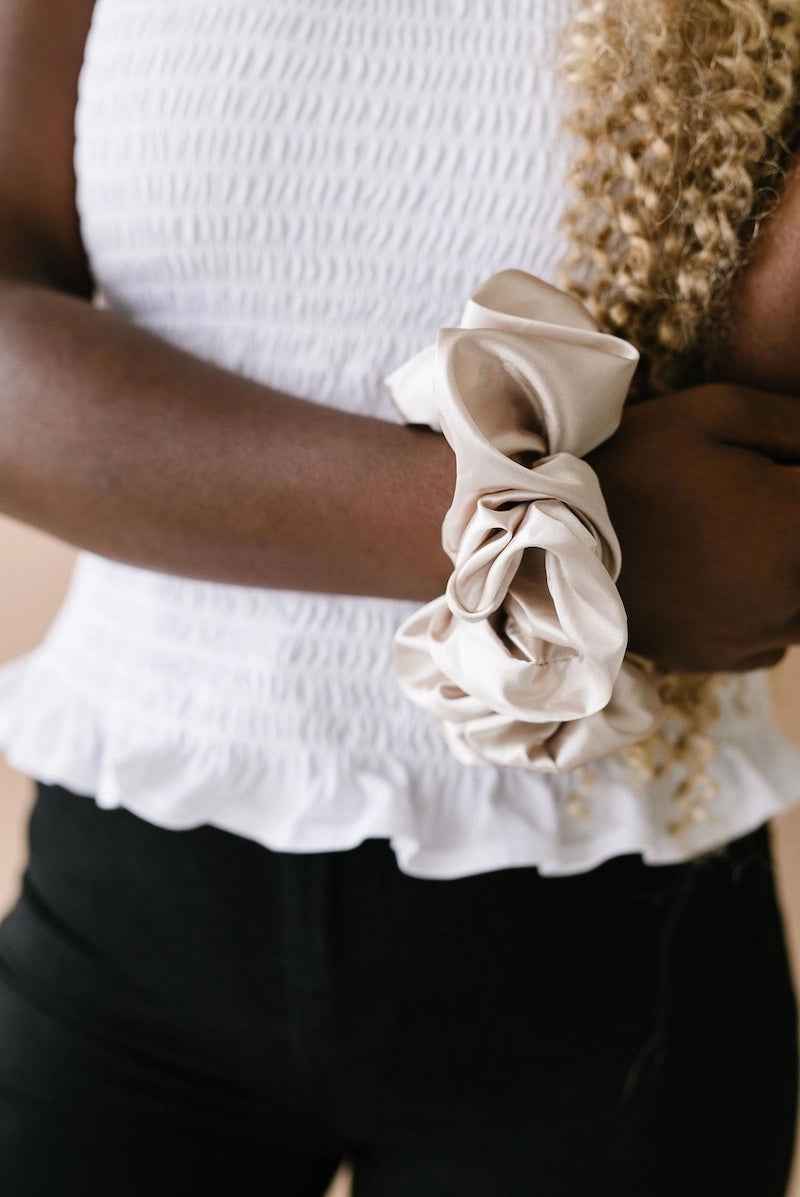 Latte Jumbo Satin Scrunchie
