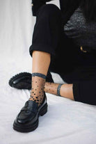 Transparent Socks with Silver Polka Dots