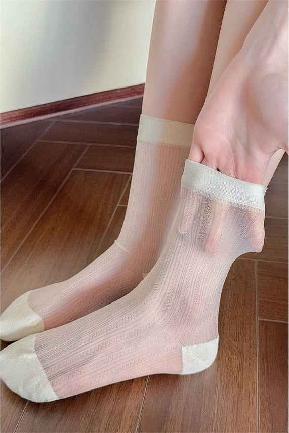 Candy Color Sheer Crew Socks