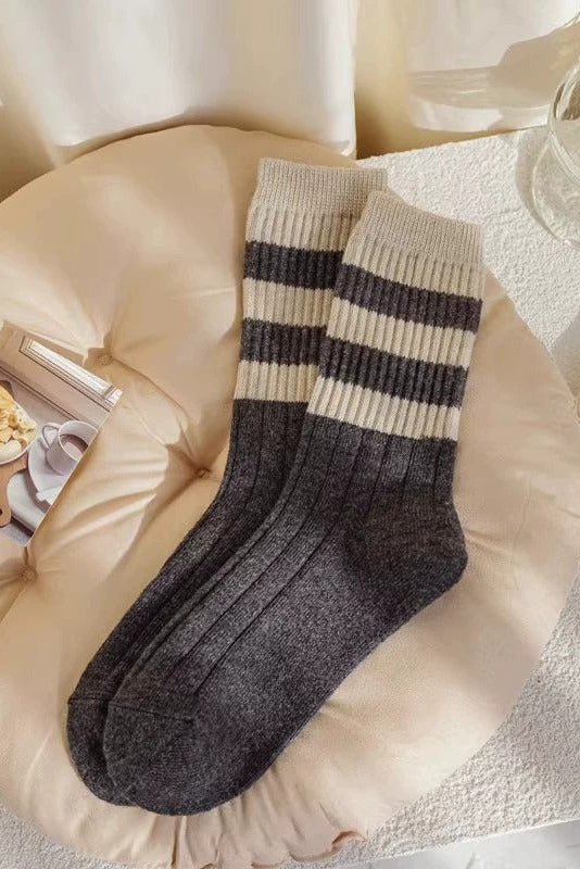 Charcoal Gray with Ivory Stripes