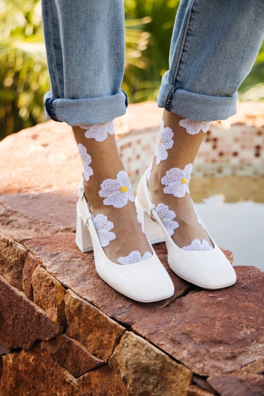Transparent Floral Gift Socks White - Love Classic 2