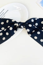 Navy Blue Polka Dot Ribbon Bow French Barrette Clip