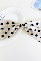 Ivory Polka Dot Ribbon Bow French Barrette Clip