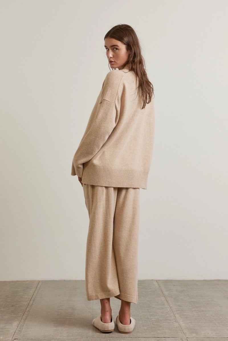 Cashmere Wool Blended Knit Baggy Pants