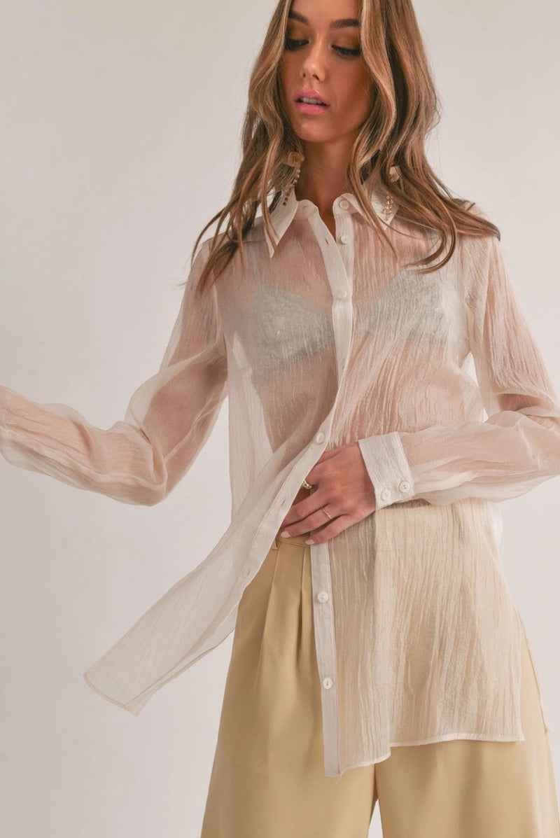 Sheer Button Down Shirt